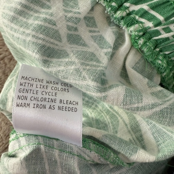 Panama Jack Linen Blend Wide Leg Pants Sz M Tropical Palm pockets green white - Picture 5 of 13